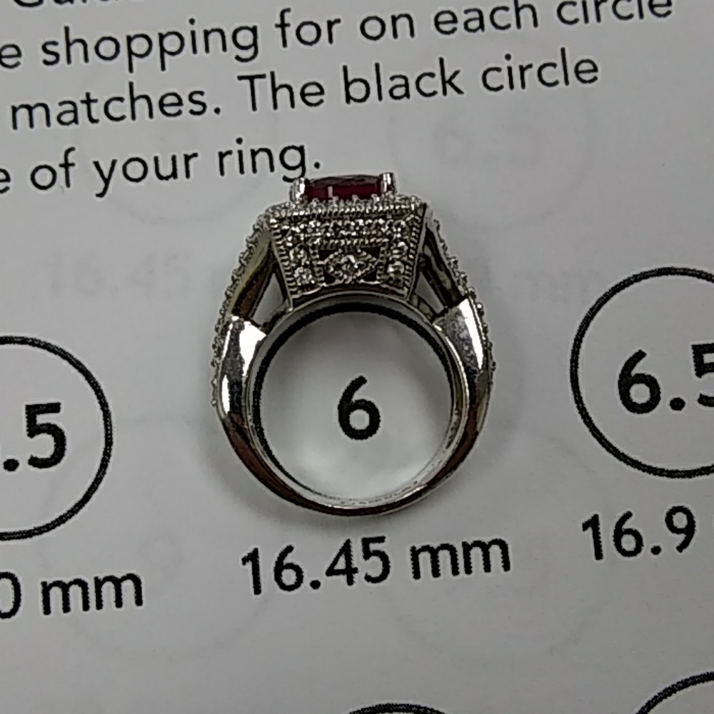 Sterling Solid Silver 925 With Red Gem Ring - image 6